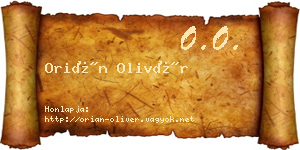 Orián Olivér névjegykártya